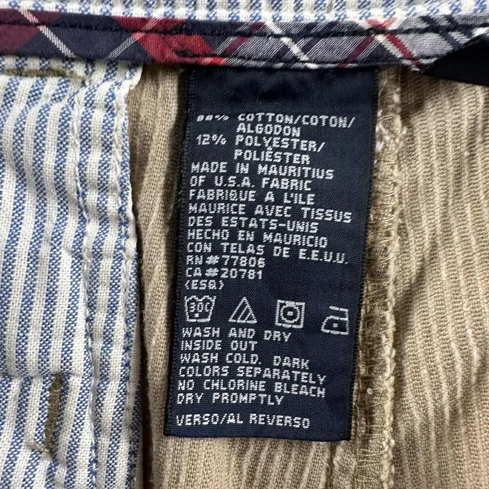 Vtg Tommy Hilfiger Corduroy Pants Mens 34x32 Beige Pleated Straight Chino Casual